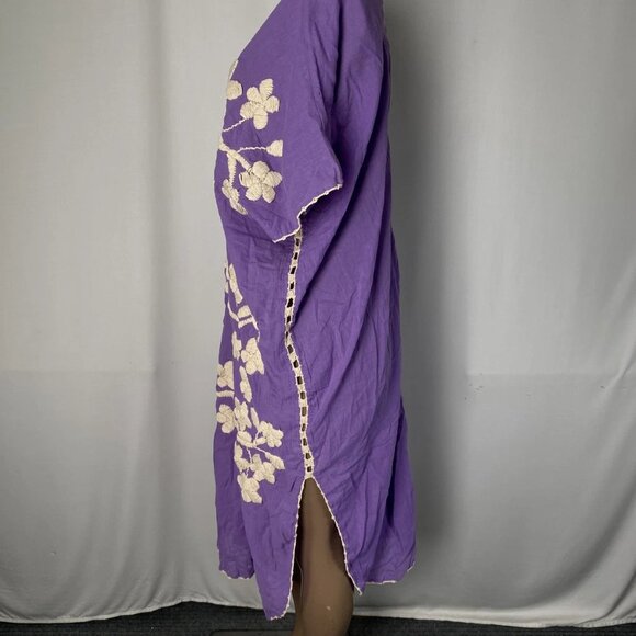 Mono New York Women's Ibiza Embroidered Kaftan Midi Dress One Size Assort Purple - Picture 6 of 8